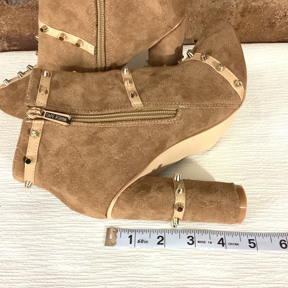 CAPE ROBIN “Maura” Studded Faux-Suede Quilted Booties - Picture 10 of 12